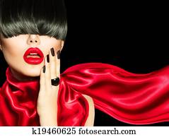 אופנה גבוהה, עם, *עכשיוי, hairstyle,, איפור, ו, גזור