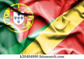bandeira acenando, de, congo, república, portugal bandeira acenando, de, congo, república, portugal