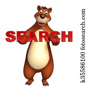 Bear cartoon character with search sign Bear cartoon character with search sign