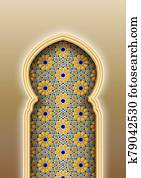 bogen, mit, traditionelle, arabisches, islamisch, muster bogen, mit, traditionelle, arabisches, islamisch, muster