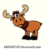 Cartoon happy moose with big horns Cartoon happy moose with big horns