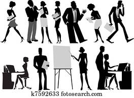 Office workers silhouettes