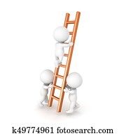 Two 3D Characters holding a ladder in order for one to climb Two 3D Characters holding a ladder in order for one to climb