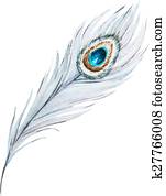 Watercolor peacock feather Watercolor peacock feather