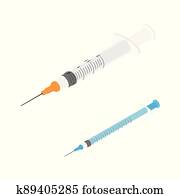 מציאותי, רפואי, לשימוש חד פעמי, מזרק, עם, needle.