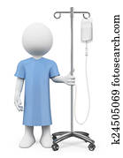 3D white people. Patient in hospital with serum 3D white people. Patient in hospital with serum