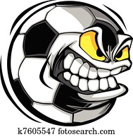 bola futebol, rosto, caricatura, vetorial