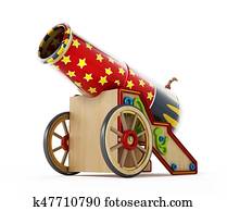 Circus cannon isolated on white background. 3D illustration Circus cannon isolated on white background. 3D illustration