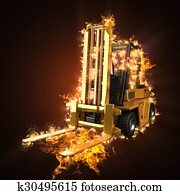 Forklift truck in fire Forklift truck in fire