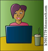 internet café, frau