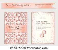 Luxury wedding invitation template with rose gold shiny realistic ribbon Luxury wedding invitation template with rose gold shiny realistic ribbon