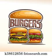 Vector logo double burgers Vector logo double burgers