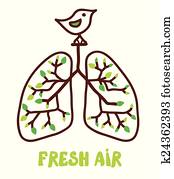 ריאות, ו, טבע, -, דוגמה, ל, ה, אוויר טרי, מושג