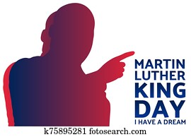 Birthday of Martin Luther King, Jr. MLK Day. Patriotic concept of holiday with silhouette. January 20. Template for background, banner, card, poster with text inscription. Vector EPS10 illustration.