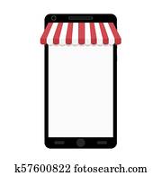 Online shopping on smartphone. Web store Online shopping on smartphone. Web store