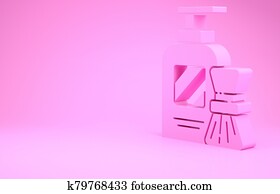 Pink Shaving gel foam and brush icon isolated on pink background. Shaving cream. Minimalism concept. 3d illustration 3D render Pink Shaving gel foam and brush icon isolated on pink background. Shaving cream. Minimalism concept. 3d illustration 3D render