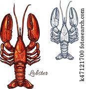 לובסטר, מאכלי ים, בעל חיים, או, כראיפיש, רשום