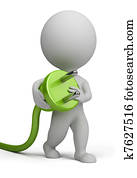 3d, pequeno, pessoas, -, plugue