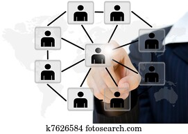 business young pushing people communication social network on whiteboard. business young pushing people communication social network on whiteboard.