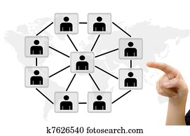 business young pushing people communication social network on whiteboard. business young pushing people communication social network on whiteboard.