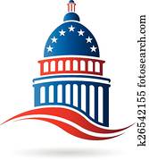 Capitol building in red white and blue Capitol building in red white and blue