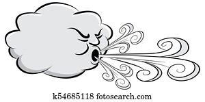 dia ventoso, nuvem, soprando, vento