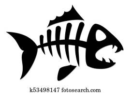 esqueleto, de, fish.
