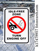 idle-free, zone, drehen, motor, aus, zeichen