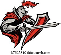 Knight Warrior Mascot Stabbing Knight Warrior Mascot Stabbing