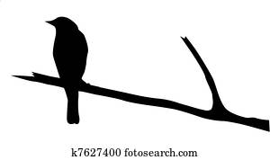 silhouette of the bird on branch silhouette of the bird on branch