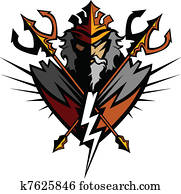 Titan Mascot with Trident and Crown Titan Mascot with Trident and Crown