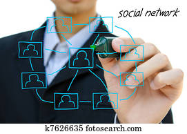 Young business drawing social network structure in a whiteboard. Young business drawing social network structure in a whiteboard.