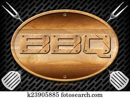 Bbq Signboard with Kitchen Utensils Bbq Signboard with Kitchen Utensils