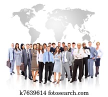 Businessmen standing in front of an earth map 