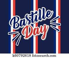 dia bastille, celebração, cartão, com, bandeiras