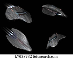 Four views of a powerful spaceship Four views of a powerful spaceship
