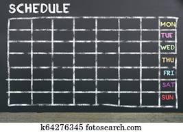 Schedule on chalkboard for planning Schedule on chalkboard for planning