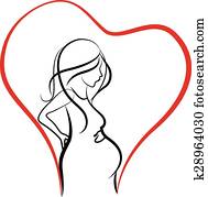 Silhouette of pregnant woman logo