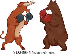Stock Market Bull and Bear Fight Stock Market Bull and Bear Fight