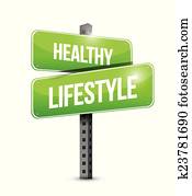 sund lifestyle, vej underskriv, illustration