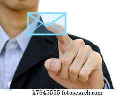 businessman pushing mail for social network on a touch screen businessman pushing mail for social network on a touch screen