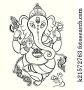 ganesha, hand, gezeichnet, illustration. ganesha, hand, gezeichnet, illustration.