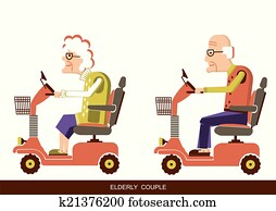 old people drive by mobility scooter