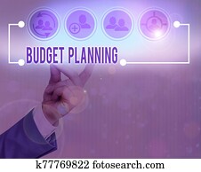 schreibende, merkzettel, ausstellung, budget, planning., geschaefts, foto, showcasing, prozess, von, konstruieren, a, budget, und, dann, verwenden, it.