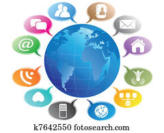 soziales, medien, concept-communication, erdball