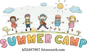 Stickman Kids Summer Camp Lettering Illustration Stickman Kids Summer Camp Lettering Illustration
