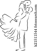 un, novia y novio, en, su, boda