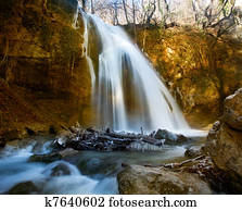 Winter waterfalls in mountains. Winter waterfalls in mountains.