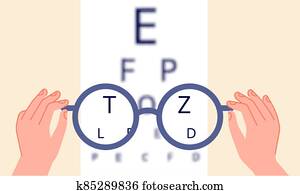 ראיה, health., הבט, רופא עיניים, test,, משקפיים, בדוק, ., אופטומטריה, לבחון, עלה, או, מטושטש, ראיה, ו, אופטי, התמקד, וקטור, דוגמה