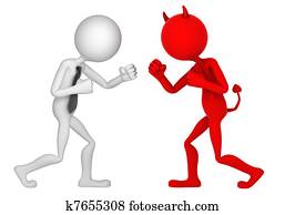 Businessman struggling with devil Businessman struggling with devil